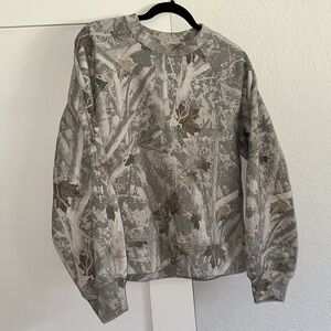 Abercrombie Women’s Essential Raglan Classic Sunday Crew - Light Camo